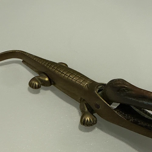 Brass Crocodile Nutcracker Vintage Fast Post Nut Cracker Opener - Picture 3 of 8