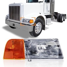 Headlight and Adjusters for Peterbilt 377 Trucks Left Right with Corner Lamp