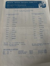 Bristol Rovers(Res)v Crystal Palace(Res)Combination League S/S Season 1981-1982