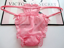 VICTORIA'S SECRET DREAM ANGELS Heart Shiffon String Thong Panty VS Pink Ruffle M