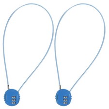 2 Pack 3 Digit Combination Lock 1.64Ft Wire Cable, Round Helmet Padlock Blue