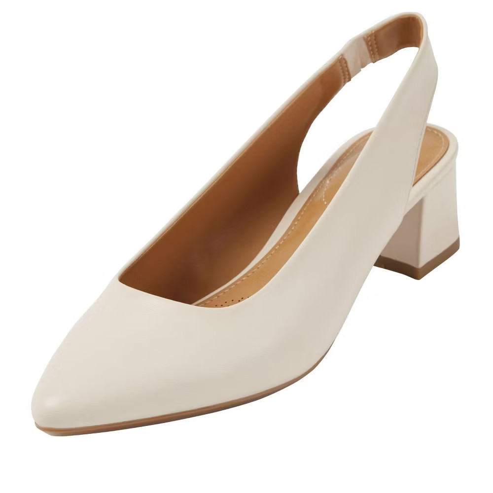 Comfortview The Mea Slingback - 9 W, Bone (Wide Widths Available)