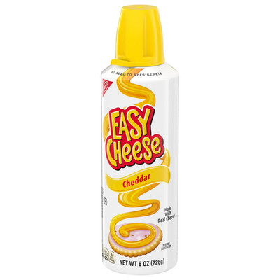Easy Cheese Cheddar Cheese Spray Snack 8 oz Can Ready to Eat.