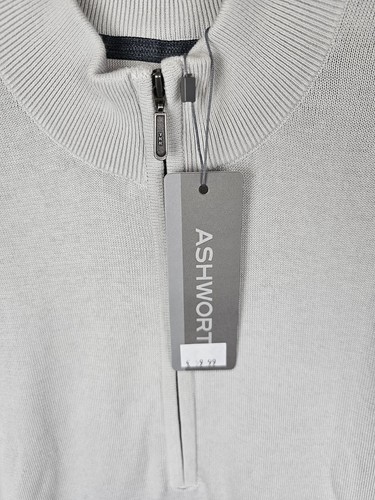 Ashworth Golf Sweater 1/4 Zip Pima Cotton Mens Size M Medium Pebble - BNWT - Picture 3 of 8