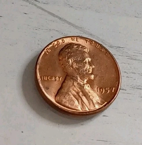 1957-P AU Red Lincoln Wheat Cent ~ Free Shipping! #2