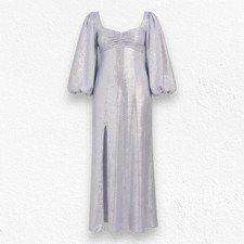 Show Me Your Mumu Lilac Shimmer Puff Sleeve USA Made Formal Midi Dress Size XS