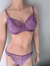 Victoria s Secret Sheer Embroidered Balconette Bra Thong Lingerie Vintage Set