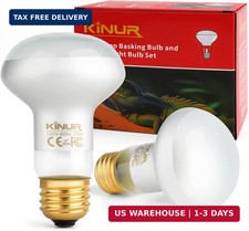 KINUR Reptile Heat Lamp Bulb-75W 2 Pack,UVA Basking Light,Natural Daylight Heati