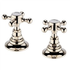 Bath Side Valve Taps Pair Traditional Deck Mounted 3/4" Hot & Cold Water Gold