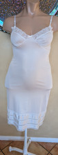 Vtg. Adonna Full Slip White Lace Trim Clip to Fit Antron III Nylon Size 36