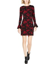 Michael Kors Womens Bell Sleeve Shift Dress, Red, X-Small