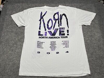 NEW KORN SATX 2024 Concert Tour rock White XL NuMetal 30th NEW KORN SATX 2024 Concert Tour rock White XL NuMetal 30th