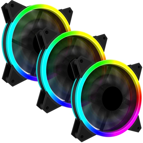 GameMax 3 Pack 120mm Fan ARGB LED Black 3-Pin Aura Sync PC Cooling Fans