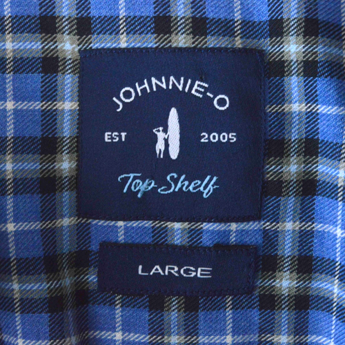 Johnnie-O Mens Shirt Large Blue Plaid Long Sleeved Cotton - Picture 8 of 9