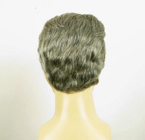 Short Wig For Men Natural Hair Gray White Poly Mesh Ref QUENTIN 44 - Foto 5 di 8