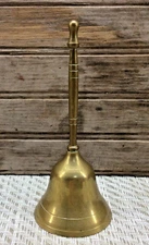 Table Bell Solid Brass Vtg Hand Held Dinner Call to Order Service Loud Ring 5.5"
