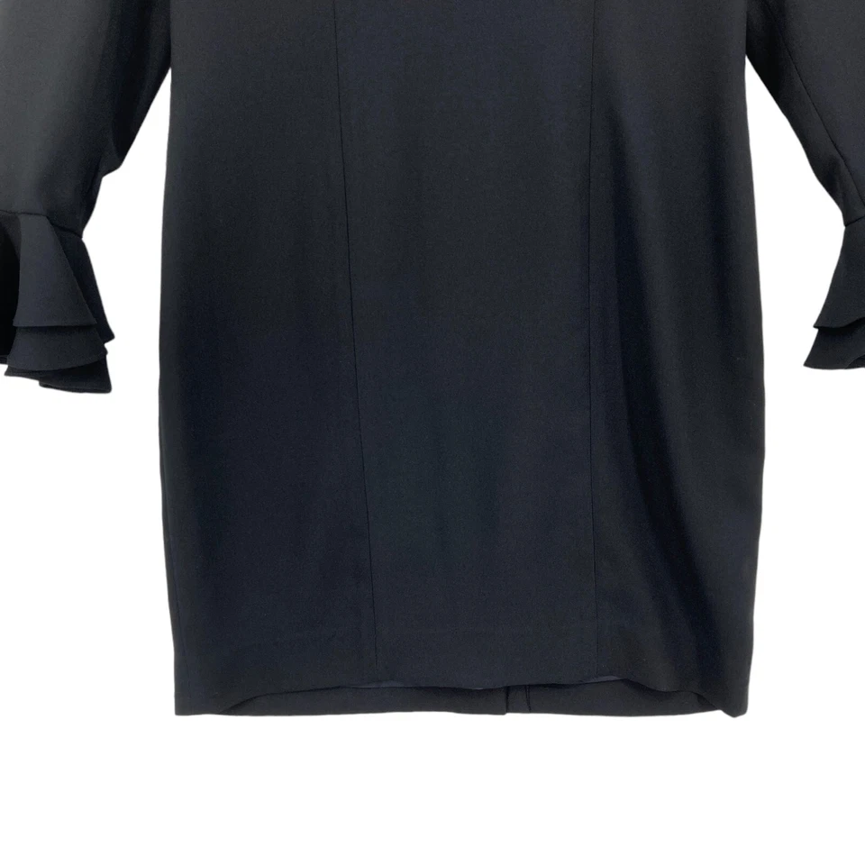Liz Claiborne A Line Dress Women Petite 12P Black Bell Sleeve Vented Back Zipper - Image 3 of 4
