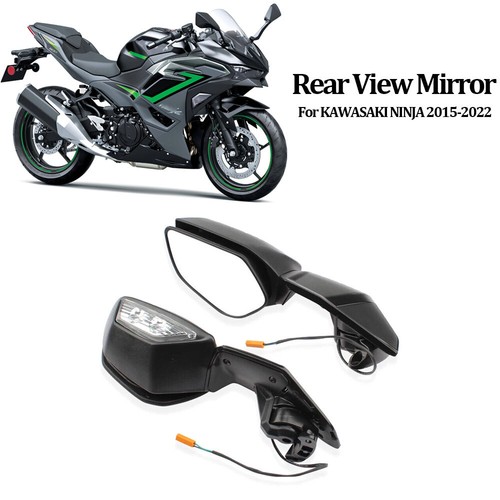 Motorcycle Rotable LED Turn Signal Rear View Mirror For KAWASAKI NINJA 2015-2022 - Picture 2 of 12