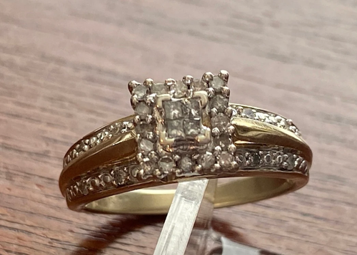 10k Yellow Gold 1/3ctw Diamond Quad Princess Engagement Ring Sz 6.75 - Picture 6 of 10