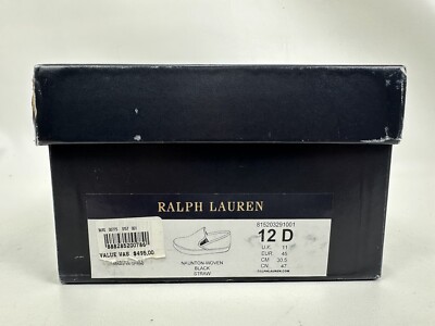 Ralph Lauren Woven Black Straw Slip On Shoes Men display picture 3
