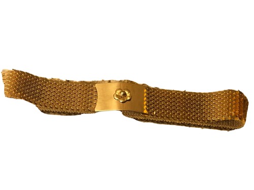 Vintage GARAY Gold Metal Fish Scale Expandable Belt Floral Buckle Size 1-Small - Picture 10 of 10