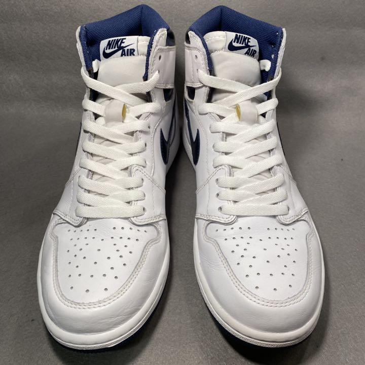NIKE AIR JORDAN 1 RETRO HIGH OG 28cm/ US 10 Vintage Shoes White x Navy 6620MN