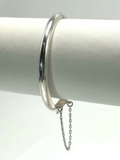 Classic Baby Child Sterling Silver Bangle Bracelet Cuff W Safety Clasp
