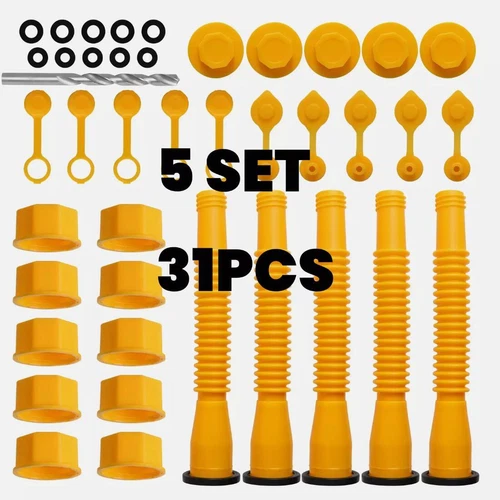 5X Replacement Gas Can Spout Nozzle Vent Kit For Plastic Gas Cans Old Style Caps