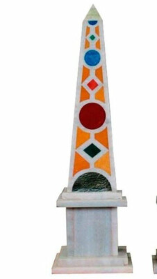 12'' Marble Obelisk malachite Pietra Dura Mosaic Inlay home decor h