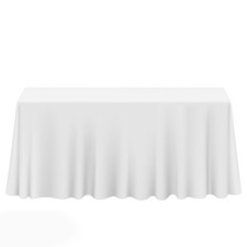 90" x 132" Rectangular Polyester Fabric Tablecloths for Wedding - White