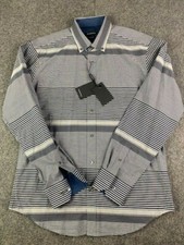 BUGATCHI Mens Long Sleeve Button Down Shirt Size M Graphite