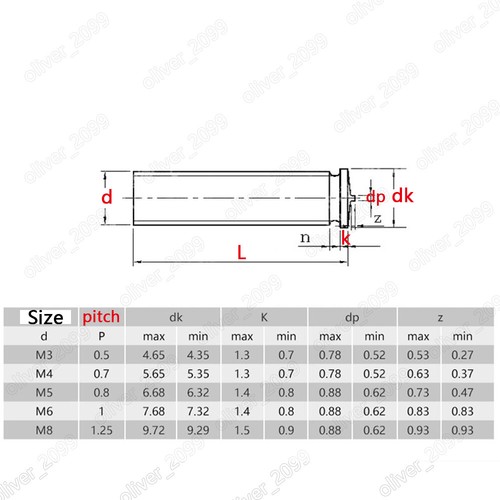 Copper Plated Steel Weld Studs for Capacitor Discharge Welding M3 M4 M5 M6 M8 - Picture 4 of 6