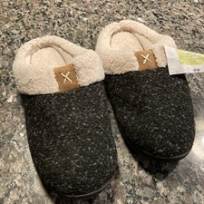 Ultra Ideas Memory Foam Slippers Charcoal Gray Soft Fleece Women's Medium US 7-8