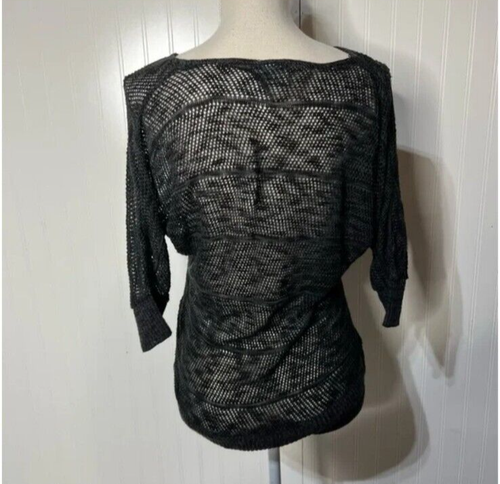 Vanity Mesh Knit Long Sleeve Black Top Size Small Casual - Picture 4 of 6