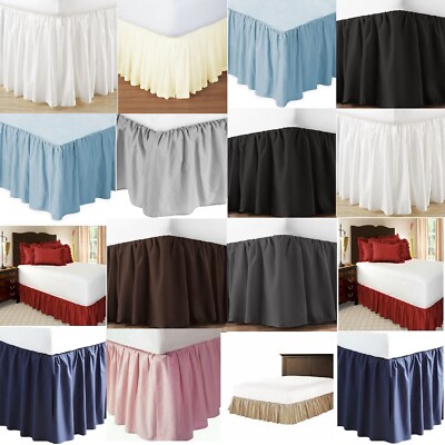 ~ Ruffled Bed Skirt Solid 650 TC Cotton ~~~ Split Corner Queen King 12'' to 24'' ~