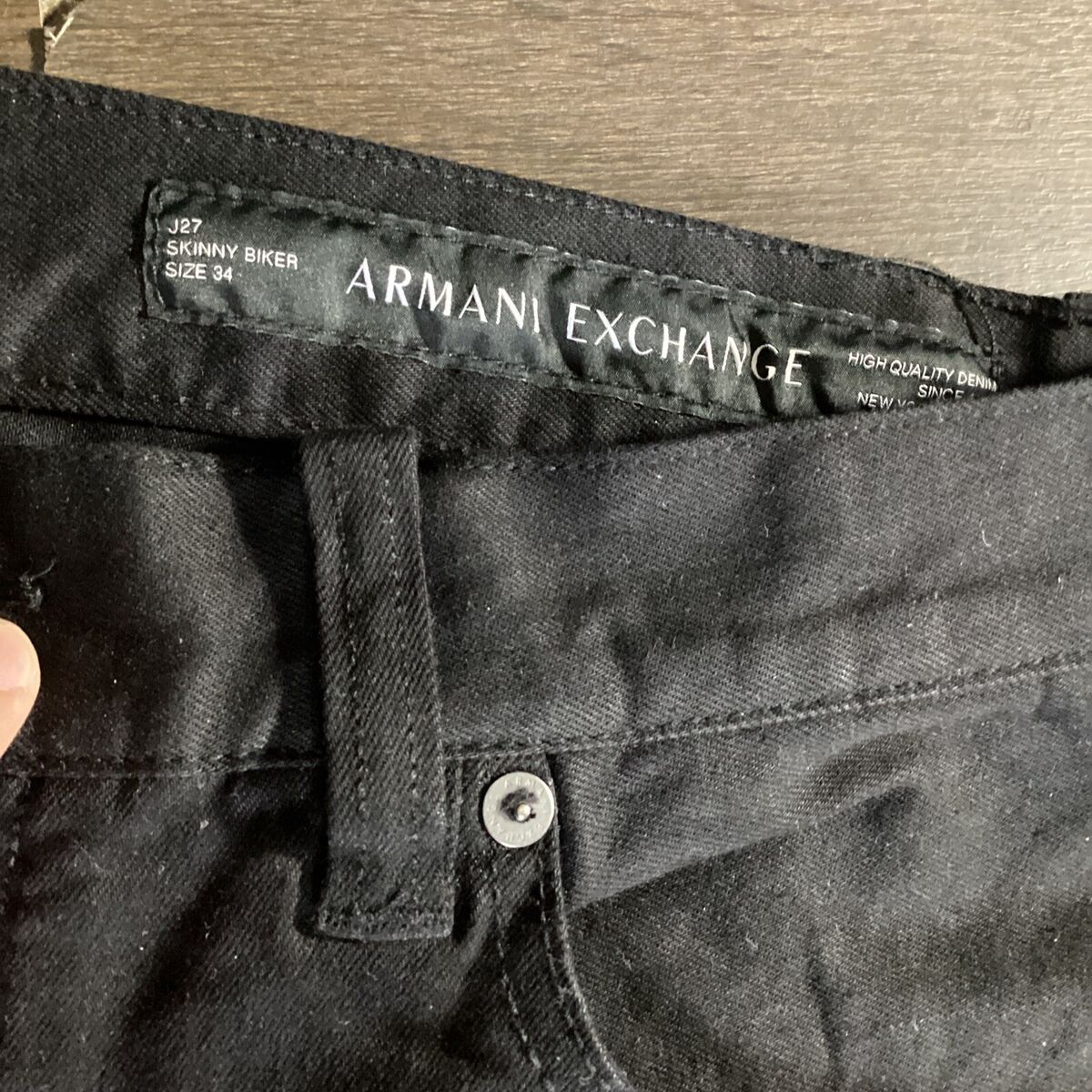 Armani Exchange Men's J27 Skinny Biker Dark Blue Distressed Armani Exchange Men's J27 Skinny Biker Dark Blue Distressed