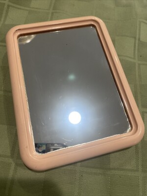 Vintage Goody Mirror Stand Up Vanity Rectangle USA Peach Pink