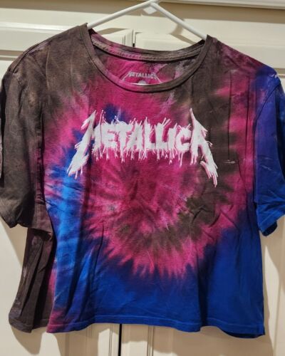 Metallica Tie Dye Juniors Womens Tshirt Cropped X… - image 1