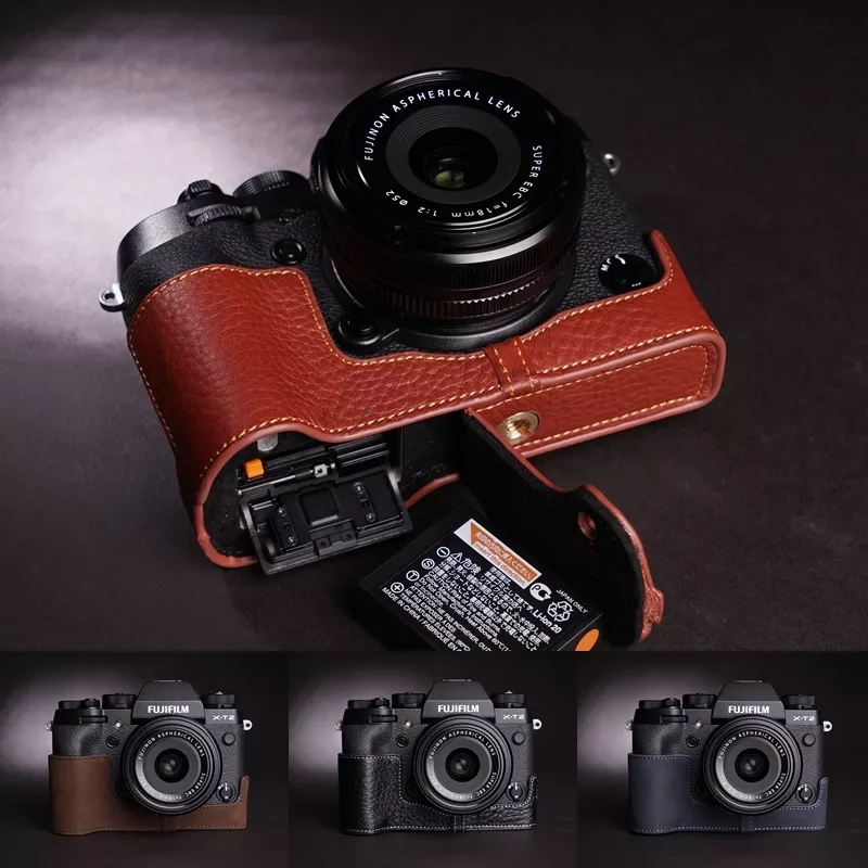 Genuine Real Leather Half Camera Case Bag Cover for FUJIFILM XT3