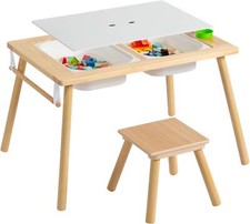 Sensory Table for Toddlers w/ Stool, Multifunction Activity Table 2 Storage Bins