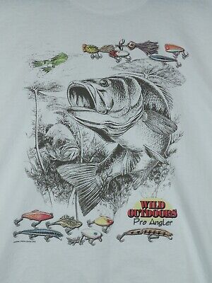 Vintage Hanes Wild Outdoors Pro Angler Fishing T-Shirt Large NOS 
