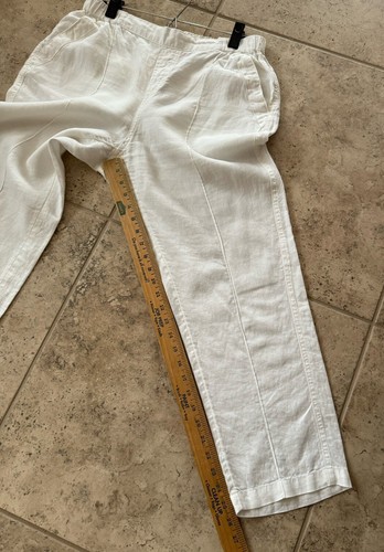NICOLE MILLER Womens White Linen Pull On Pants ~ Size L ~ Elastic Waist - Picture 6 of 13