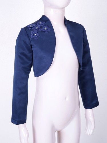 Girls Long Sleeves Bolero Wedding Flower Dress Cover Up Short Cardigan Jacket - Picture 7 of 31