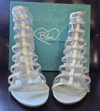 BETSY JOHNSON IVORY MULTI BOW STRAPPY SANDAL 8.5 US