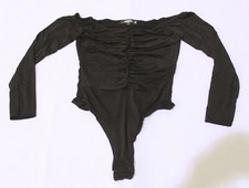 Missguided Women's Petite Seam Free Ruched Bust Bodysuit LV5 Black Size US:4 NWT