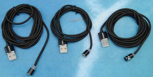 DRTTOPEY 360° Magnetyczny kabel ładujący USB (3-pak, 15 szt.) - czarny oplot - Zdjęcie 1 z 7