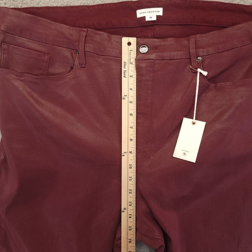 Good American Jeans Womens Size 24 Red Skinny High Rise Wax Coated Casual 43x29 - Picture 13 of 18