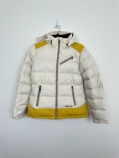 Marmot Sling Shot 650 Fill Goosedown Puffer Jacket White Yellow Sz Medium Snow