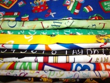 SCHOOL teacher ABC 123 Cotton Fabric U-PICK see 4 info 1/2 yd HALF YARD