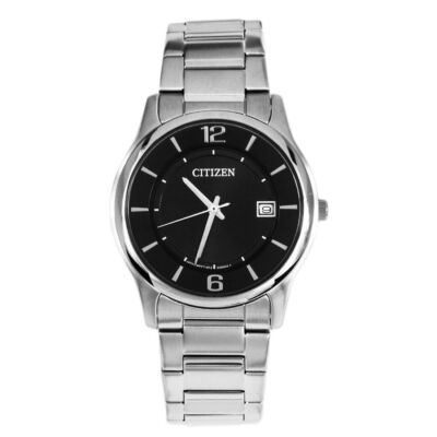 Citizen Men's Classic Black Dial Watch Quartz Mineral Crystal